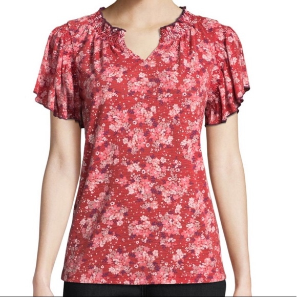 St. John's Bay Tops - St. John's Bay Short Sleeve Smocked Blouse - Tall St. John's Bay Tops - St. John's Bay Short Sleeve Smocked Blouse - Tall